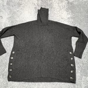 Max Studio 100% 2-Ply Cashmere Sweatee Womens Small Gray Buttons